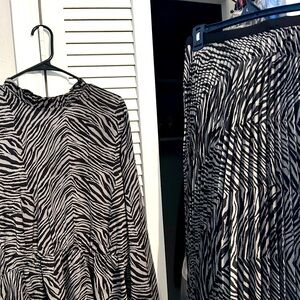 Silk peplum top w/pleated skirt